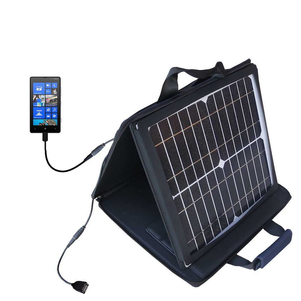 SunVolt Solar Charger compatible with the Nokia Lumia 820 and one other device - charge from sun at wall outlet-like speed