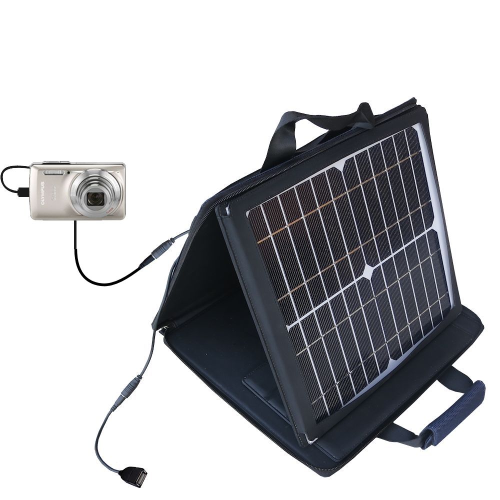 SunVolt Solar Charger compatible with the Olympus Stylus-7040 Digital Camera and one other device - charge from sun at wall outlet-like speed