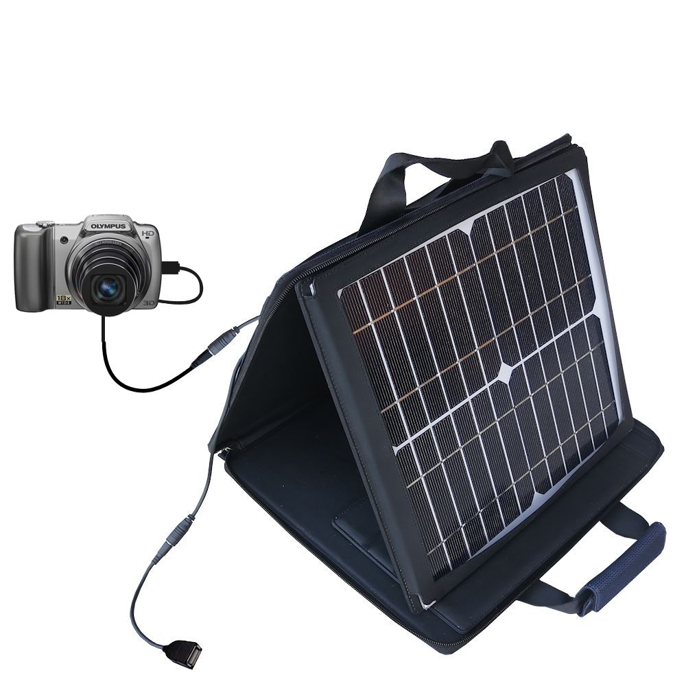 SunVolt Solar Charger compatible with the Olympus SZ-10 and one other device - charge from sun at wall outlet-like speed