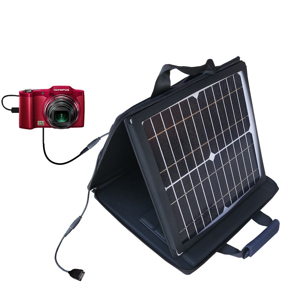 SunVolt Solar Charger compatible with the Olympus SZ-15 and one other device - charge from sun at wall outlet-like speed