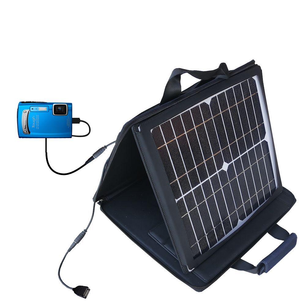 SunVolt Solar Charger compatible with the Olympus TG-310 and one other device - charge from sun at wall outlet-like speed