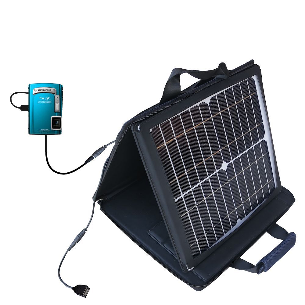 SunVolt Solar Charger compatible with the Olympus TG-320 and one other device - charge from sun at wall outlet-like speed