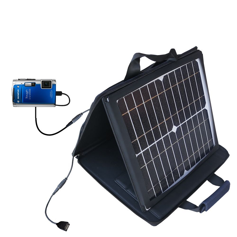 SunVolt Solar Charger compatible with the Olympus TG-610 and one other device - charge from sun at wall outlet-like speed