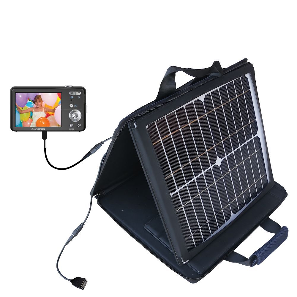 Gomadic SunVolt High Output Portable Solar Power Station designed for the Olympus VG-110 - Can charge multiple devices with outlet speeds