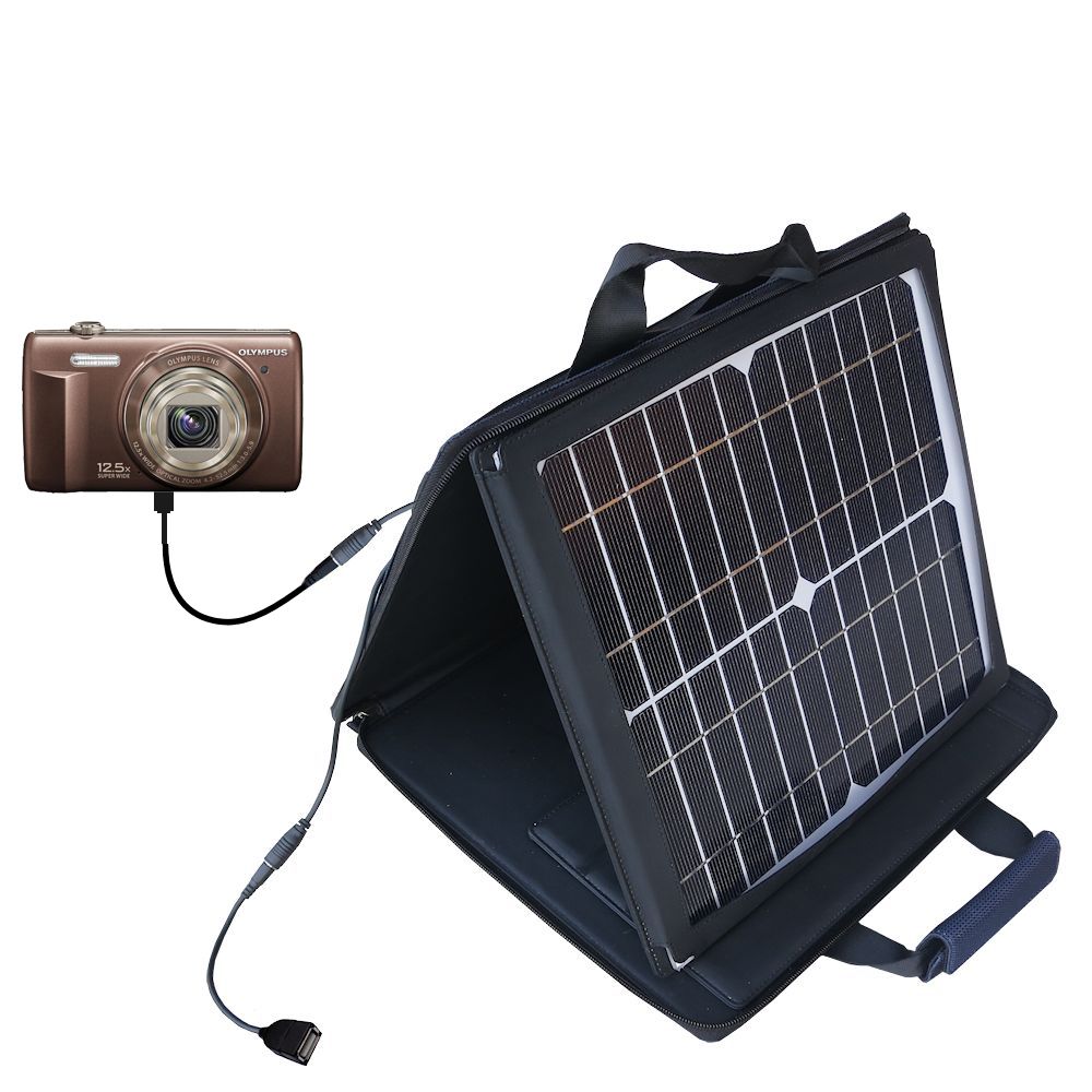 SunVolt Solar Charger compatible with the Olympus VR-360 / 350 and one other device - charge from sun at wall outlet-like speed