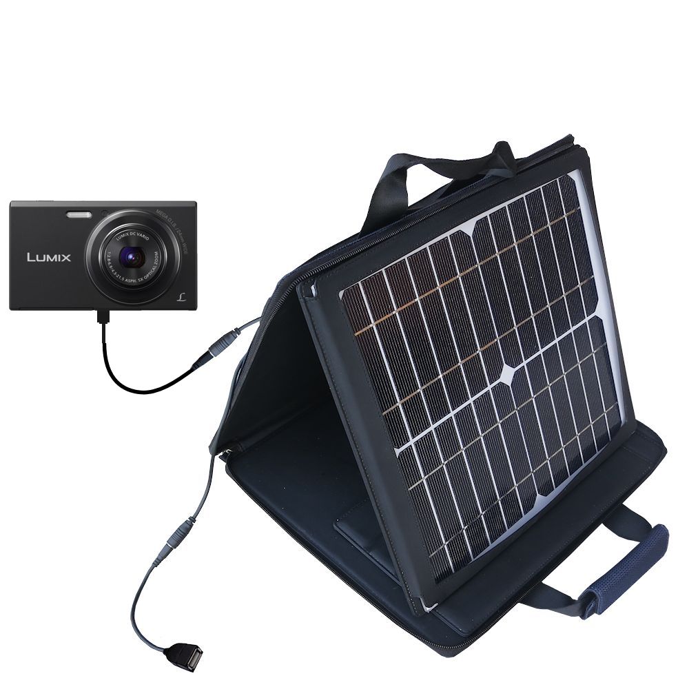 SunVolt Solar Charger compatible with the Panasonic Lumix DMC-FH10K and one other device - charge from sun at wall outlet-like speed