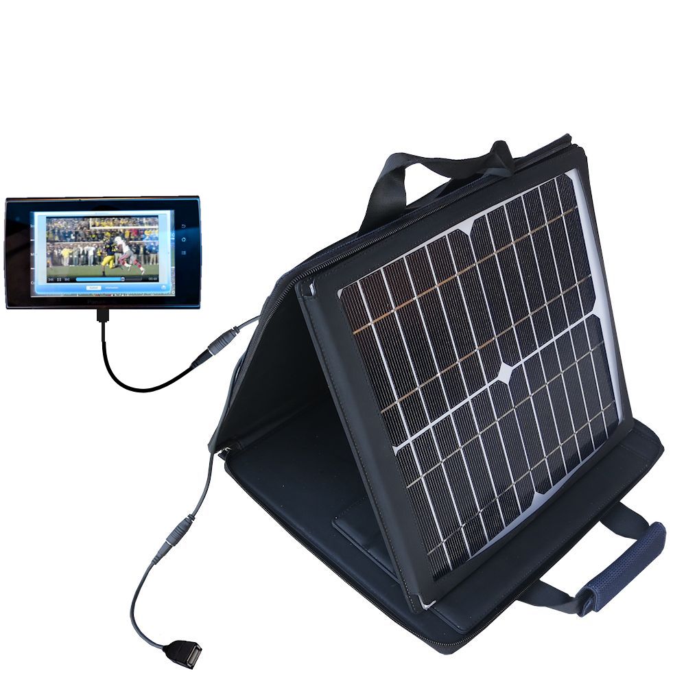 SunVolt Solar Charger compatible with the Panasonic Viera Tablet 10 7 4 and one other device - charge from sun at wall outlet-like speed