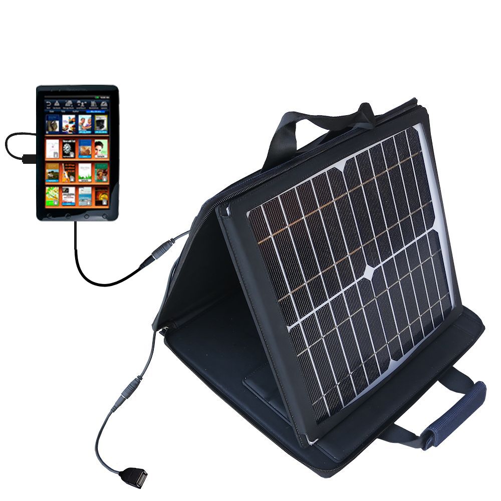 SunVolt Solar Charger compatible with the Pandigital 9 inch Novel Color Tablet R90L200 and one other device - charge from sun at wall outlet-like speed