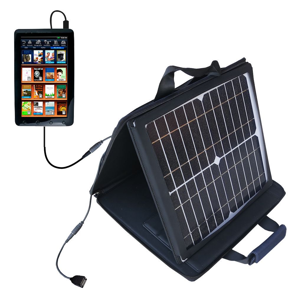 SunVolt Solar Charger compatible with the Pandigital Novel R90L200 - Black Version and one other device - charge from sun at wall outlet-like speed