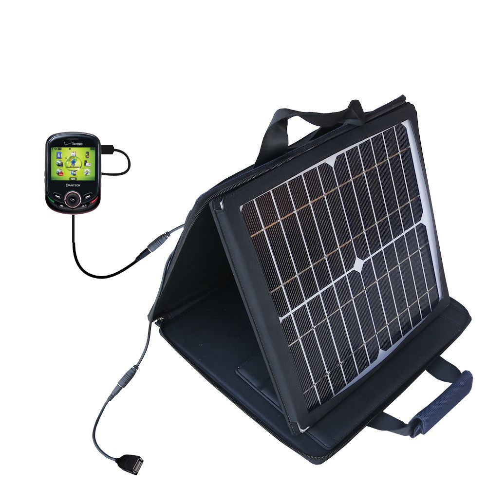 SunVolt Solar Charger compatible with the Pantech Jest 2 and one other device - charge from sun at wall outlet-like speed