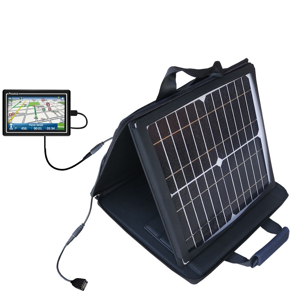 SunVolt Solar Charger compatible with the Pharos Drive 270 and one other device - charge from sun at wall outlet-like speed