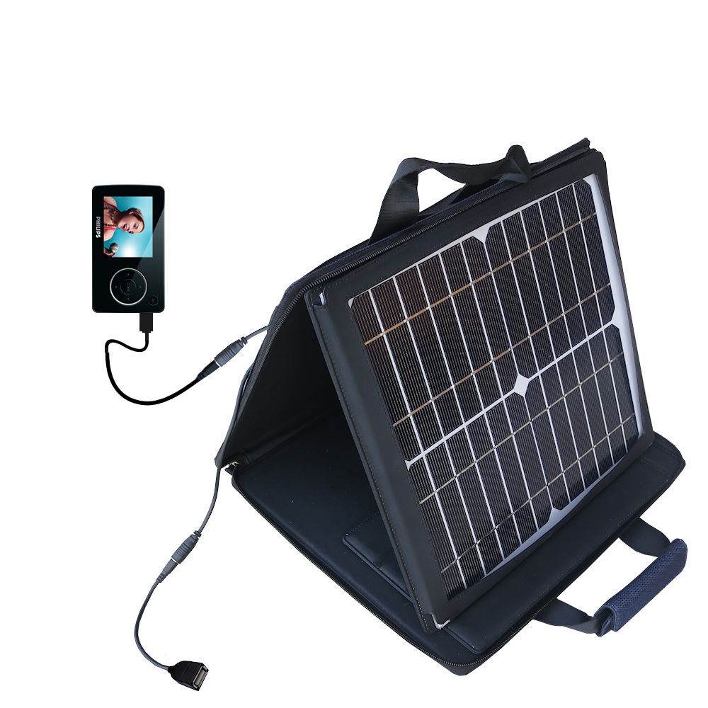 SunVolt Solar Charger compatible with the Philips GoGear 5287BT and one other device - charge from sun at wall outlet-like speed