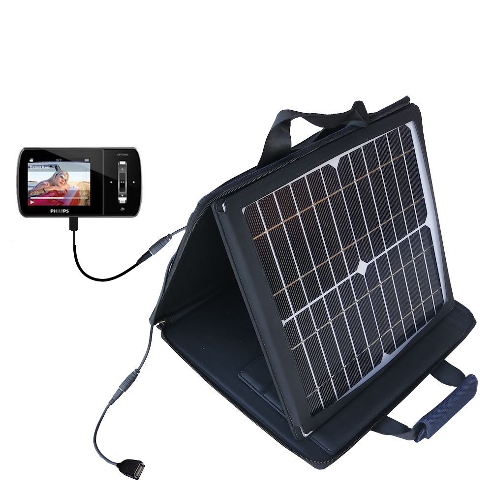 SunVolt Solar Charger compatible with the Philips GoGear Aria SA1ARA08 and one other device - charge from sun at wall outlet-like speed