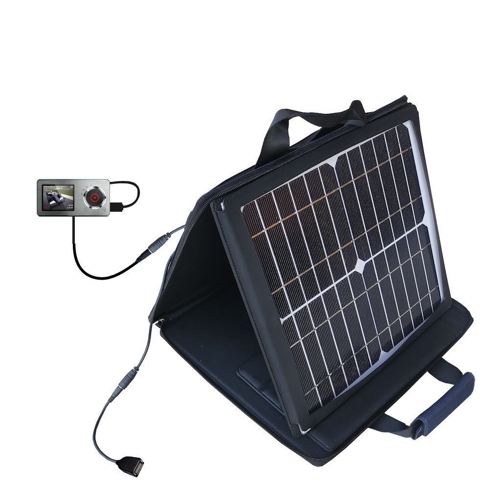 SunVolt Solar Charger compatible with the Philips GoGear CAM SA2CAM08K Video Player and one other device - charge from sun at wall outlet-like speed
