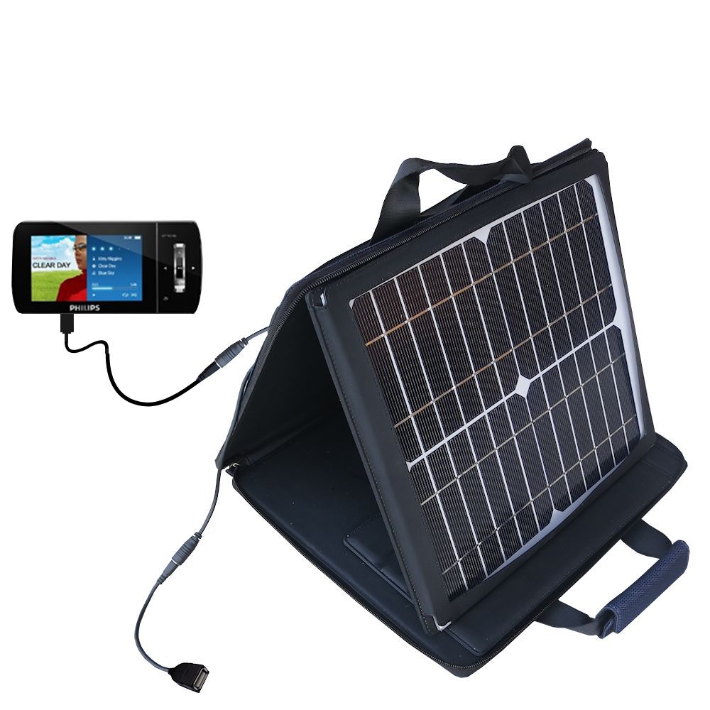SunVolt Solar Charger compatible with the Philips GoGear Muse and one other device - charge from sun at wall outlet-like speed