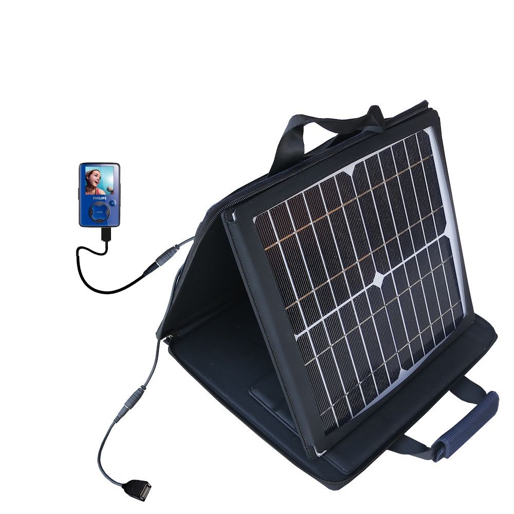 SunVolt Solar Charger compatible with the Philips GoGear SA3020/37 and one other device - charge from sun at wall outlet-like speed