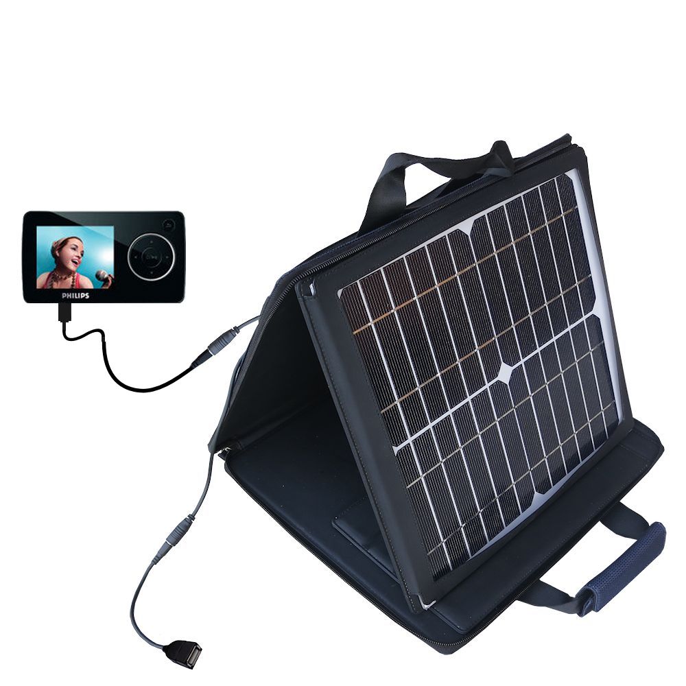 SunVolt Solar Charger compatible with the Philips GoGear SA3214 SA3215 SA3216 and one other device - charge from sun at wall outlet-like speed