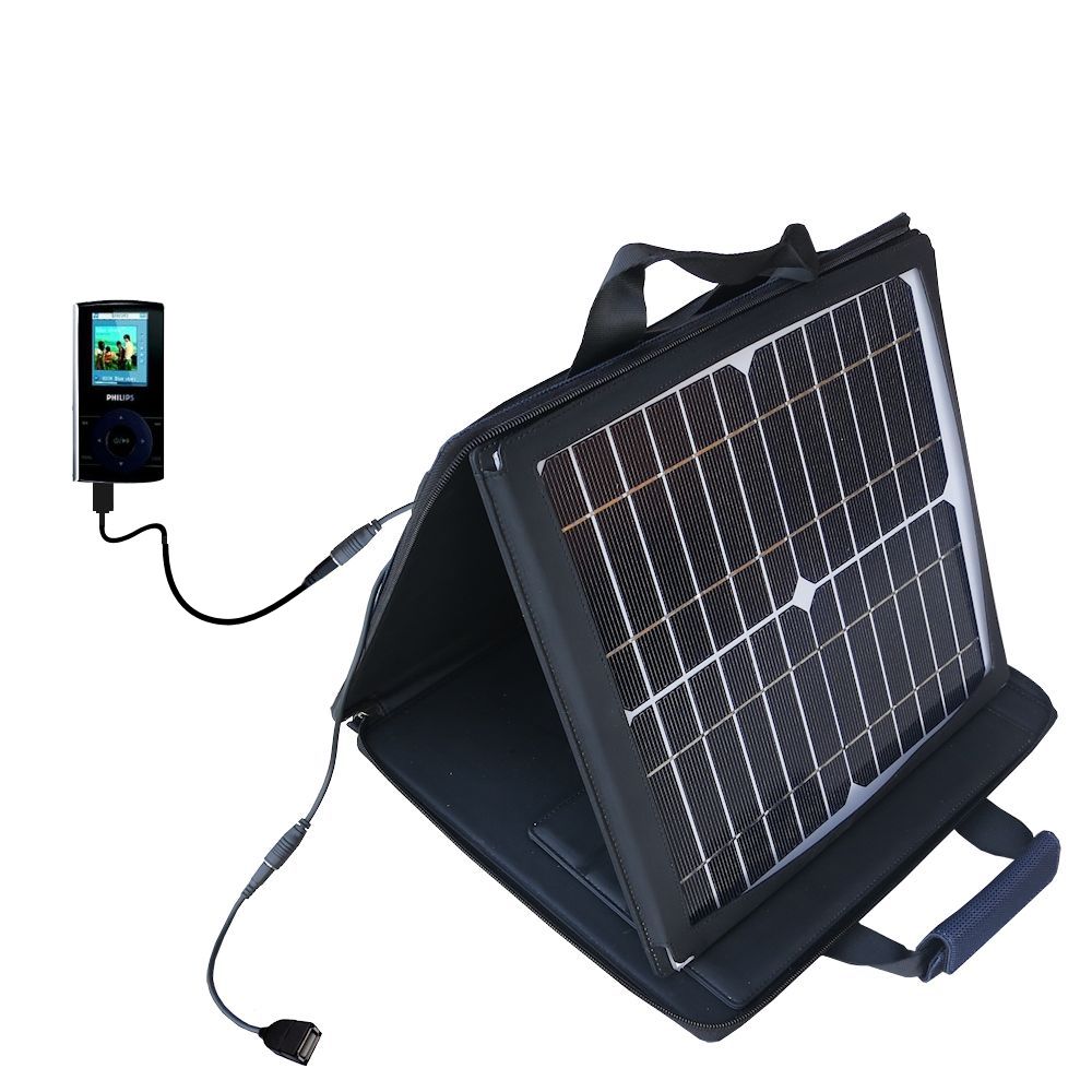 SunVolt Solar Charger compatible with the Philips GoGear SA5125/37 and one other device - charge from sun at wall outlet-like speed