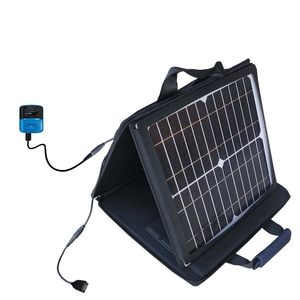 SunVolt Solar Charger compatible with the Philips RaGa MP3 Player and one other device - charge from sun at wall outlet-like speed