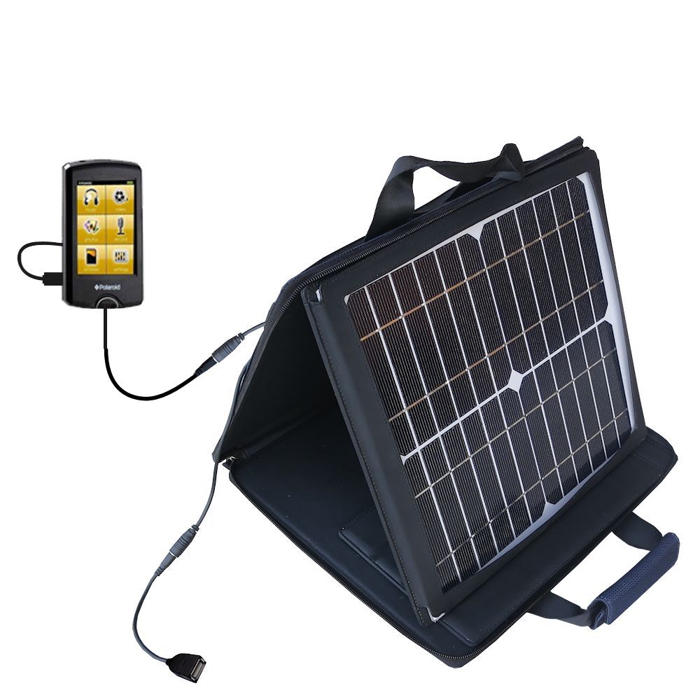 SunVolt Solar Charger compatible with the Polaroid PMP500-4 and one other device - charge from sun at wall outlet-like speed