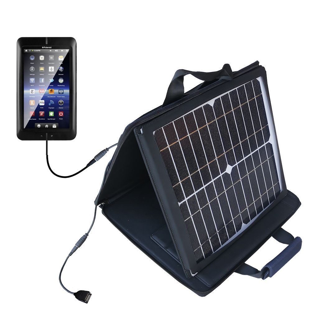 SunVolt Solar Charger compatible with the Polaroid PTAB7200 and one other device - charge from sun at wall outlet-like speed