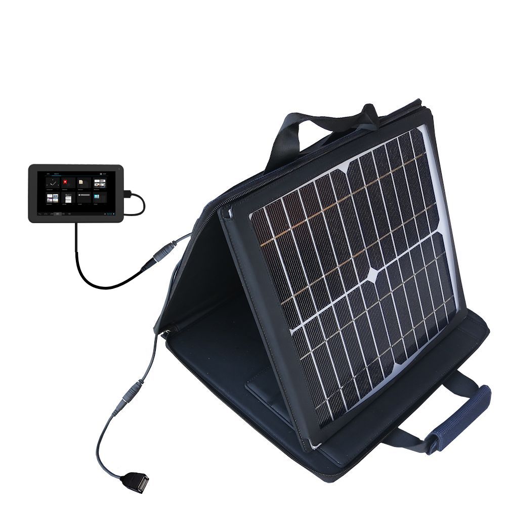 SunVolt Solar Charger compatible with the Proscan  PLT7223 GK4 / GK6 Tablet  and one other device - charge from sun at wall outlet-like speed