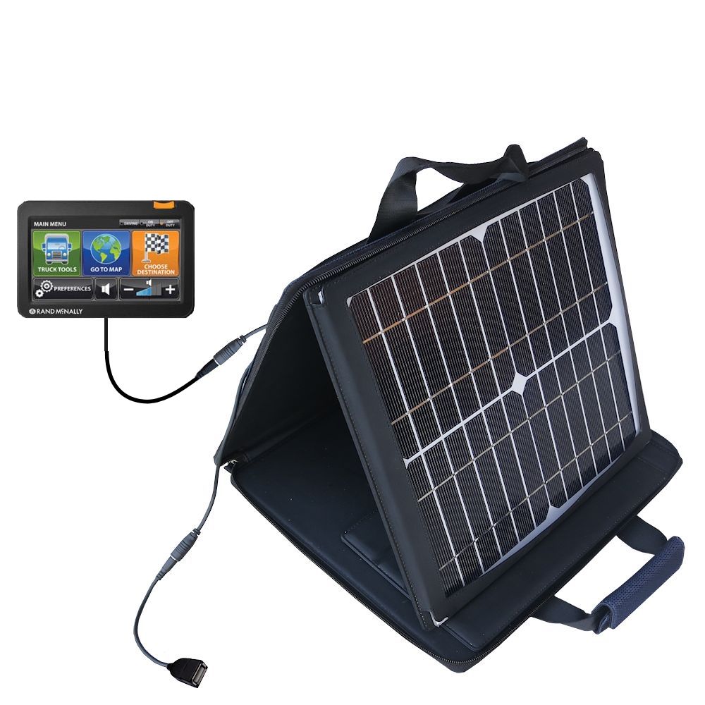 SunVolt Solar Charger compatible with the Rand McNally Intelliroute TND 510 710 720  and one other device - charge from sun at wall outlet-like speed