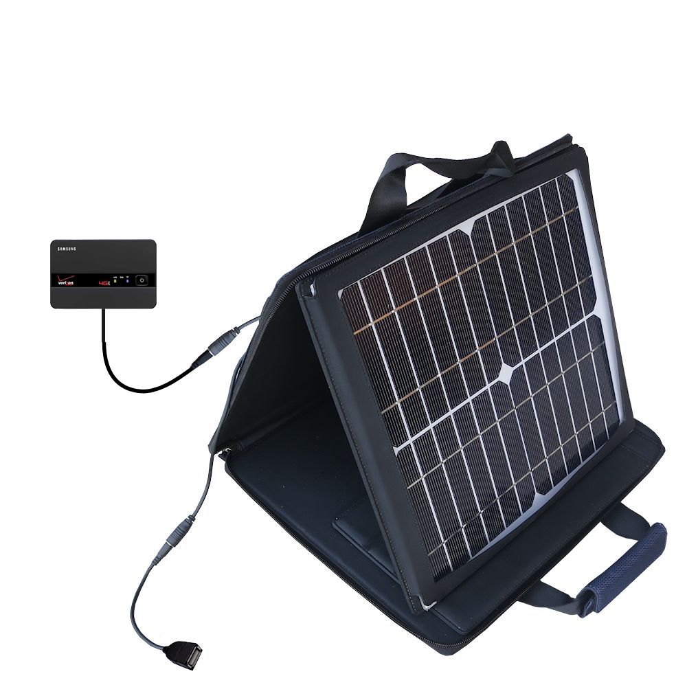 SunVolt Solar Charger compatible with the Samsung 4G LTE SCH-LC11 Hotspot and one other device - charge from sun at wall outlet-like speed