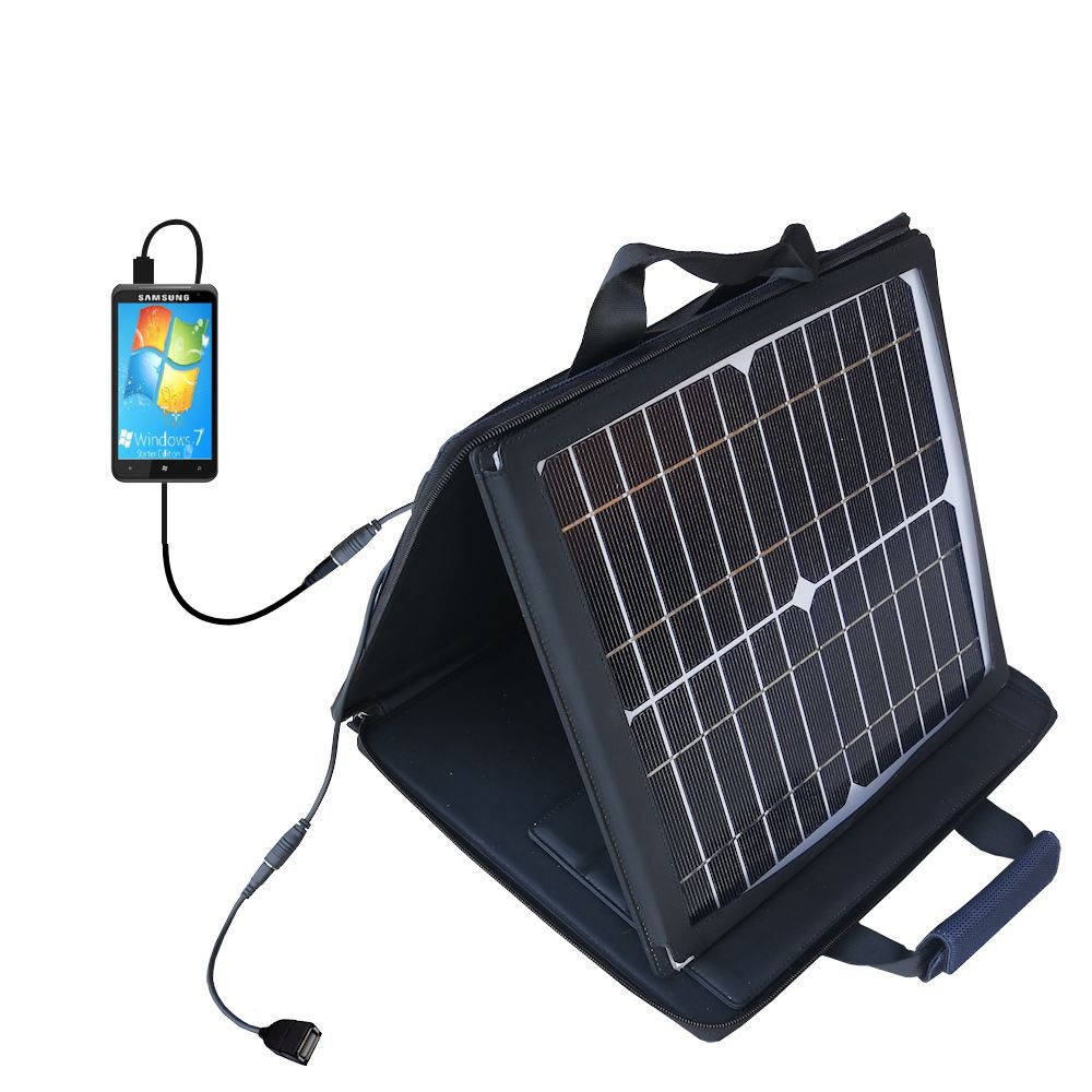 SunVolt Solar Charger compatible with the Samsung Focus S / 2 and one other device - charge from sun at wall outlet-like speed
