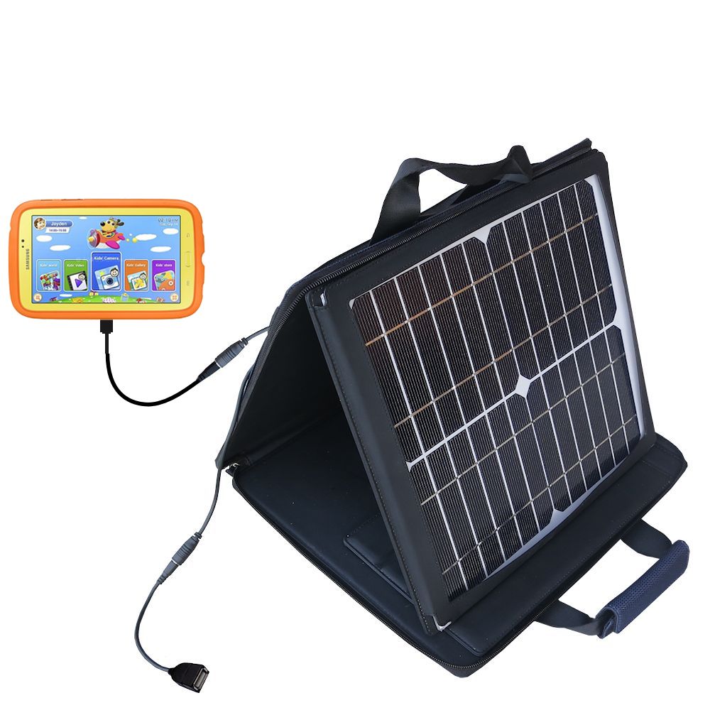 SunVolt Solar Charger compatible with the Samsung Galaxy Tab 3 Kids and one other device - charge from sun at wall outlet-like speed