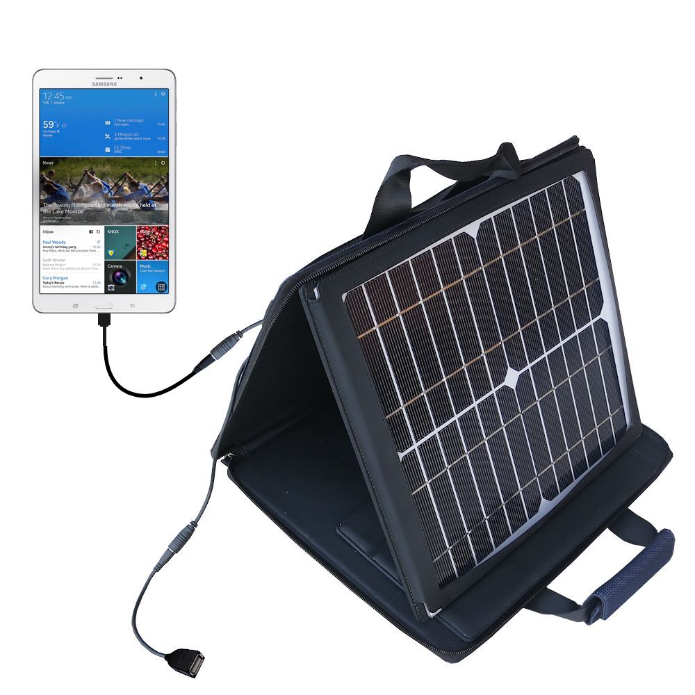 SunVolt Solar Charger compatible with the Samsung Galaxy TabPro 8.4 / 10.1 and one other device - charge from sun at wall outlet-like speed