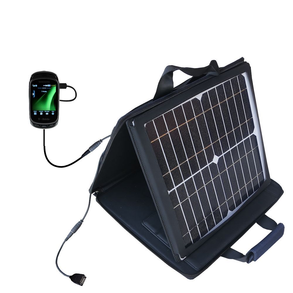 SunVolt Solar Charger compatible with the Samsung Gravity T and one other device - charge from sun at wall outlet-like speed