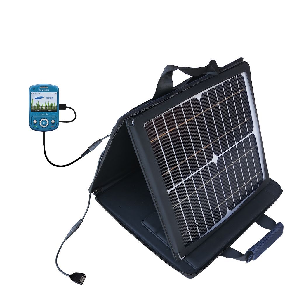 SunVolt Solar Charger compatible with the Samsung Reclaim SPH-M560 and one other device - charge from sun at wall outlet-like speed