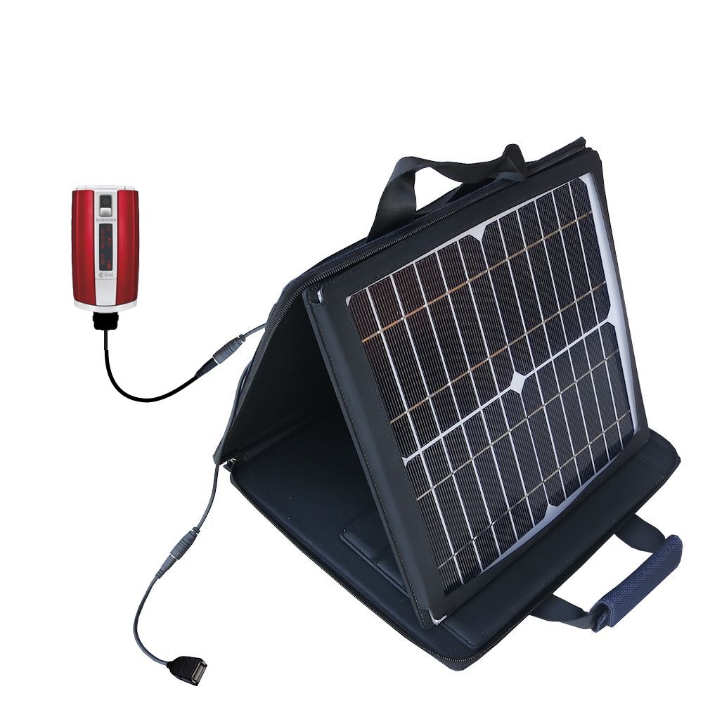 SunVolt Solar Charger compatible with the Samsung SCH-R500 R550 R556 R550 R580 and one other device - charge from sun at wall outlet-like speed