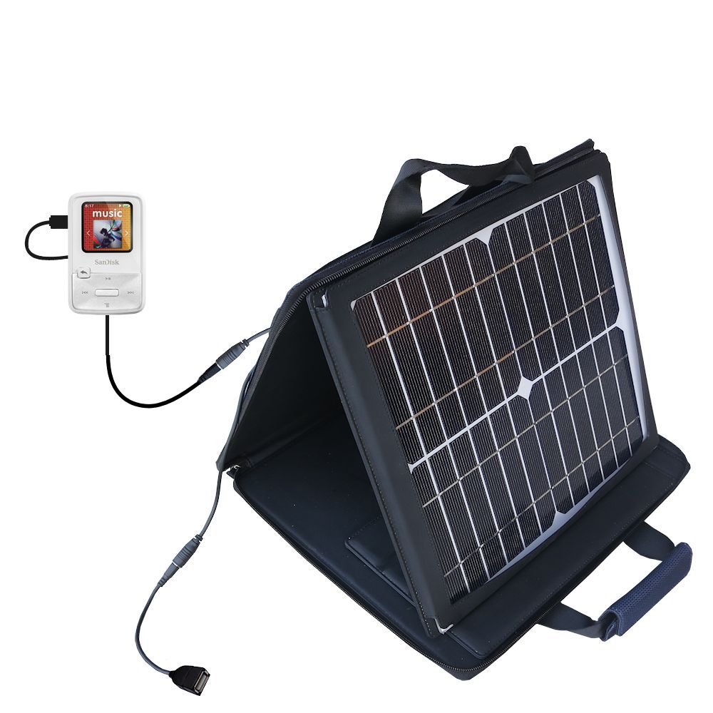 SunVolt Solar Charger compatible with the Sandisk Sansa Clip Zip and one other device - charge from sun at wall outlet-like speed