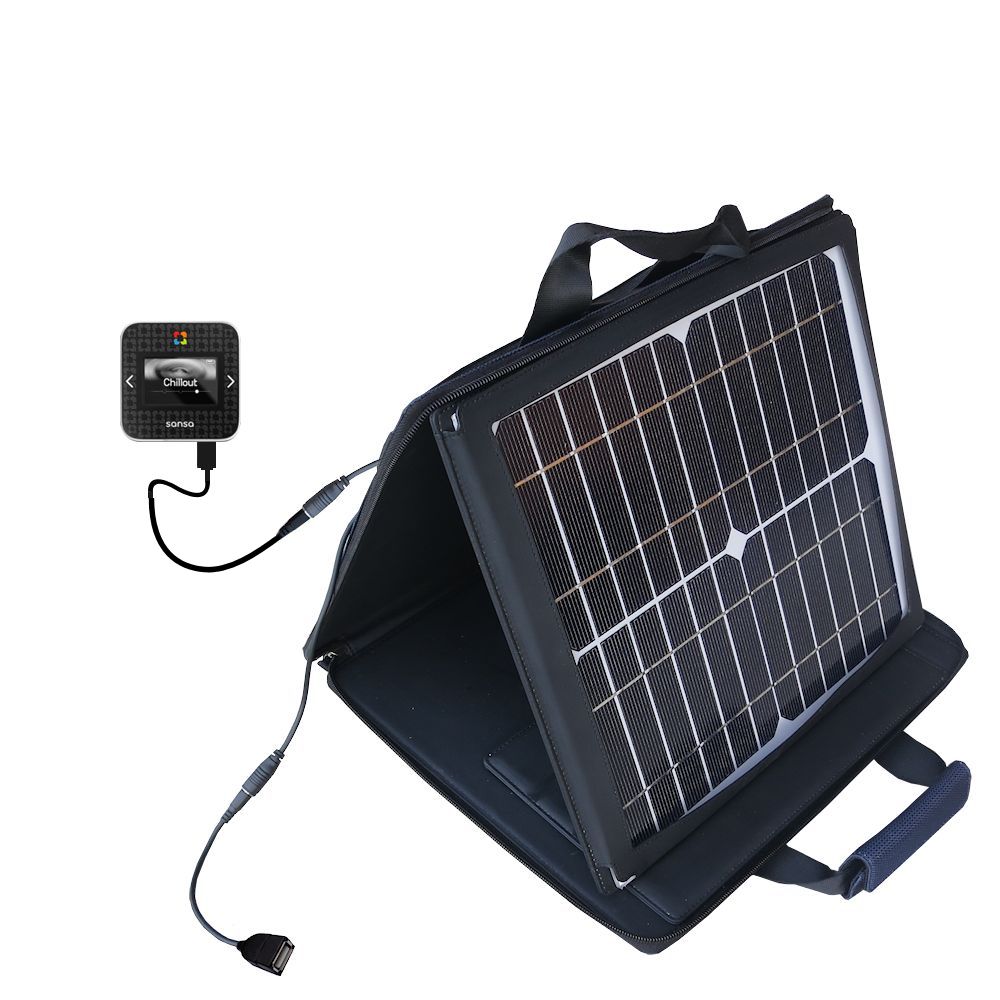 SunVolt Solar Charger compatible with the Sandisk Sansa SlotRadio to Go and one other device - charge from sun at wall outlet-like speed