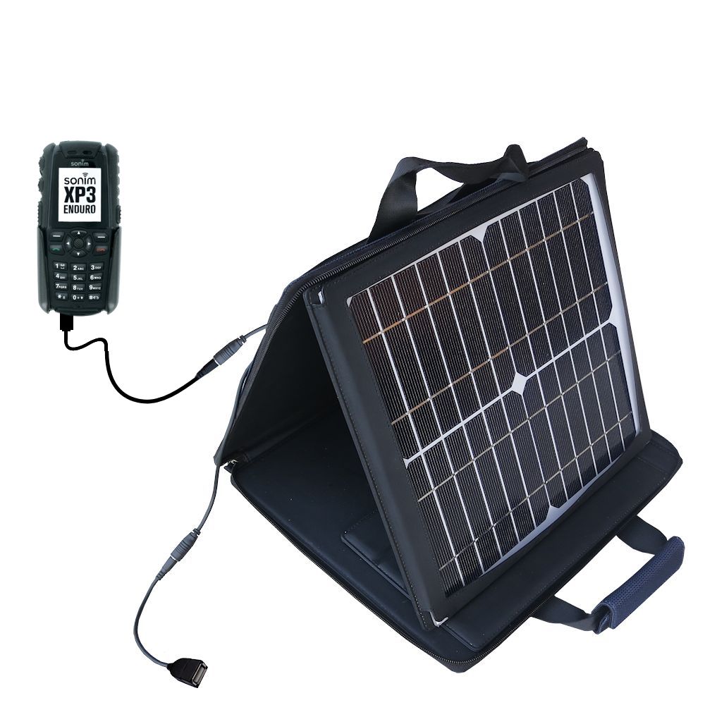 SunVolt Solar Charger compatible with the Sonim XP3 20 Quest Pro and one other device - charge from sun at wall outlet-like speed