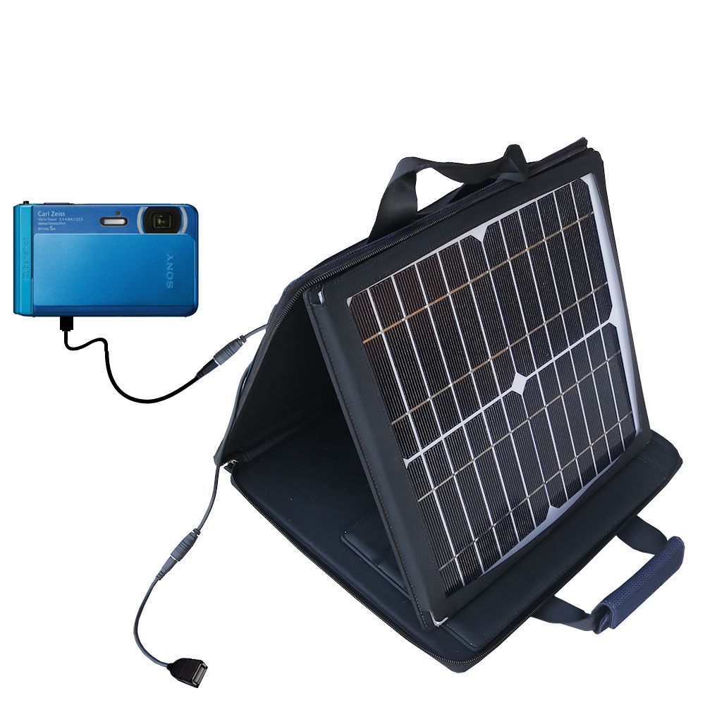 SunVolt Solar Charger compatible with the Sony Cybershot DSC-TX30 and one other device - charge from sun at wall outlet-like speed