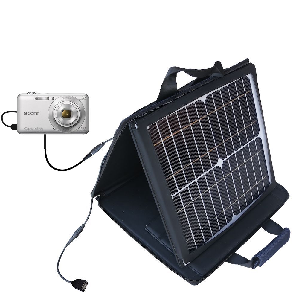 SunVolt Solar Charger compatible with the Sony Cybershot W710 / DSC-W710 and one other device - charge from sun at wall outlet-like speed