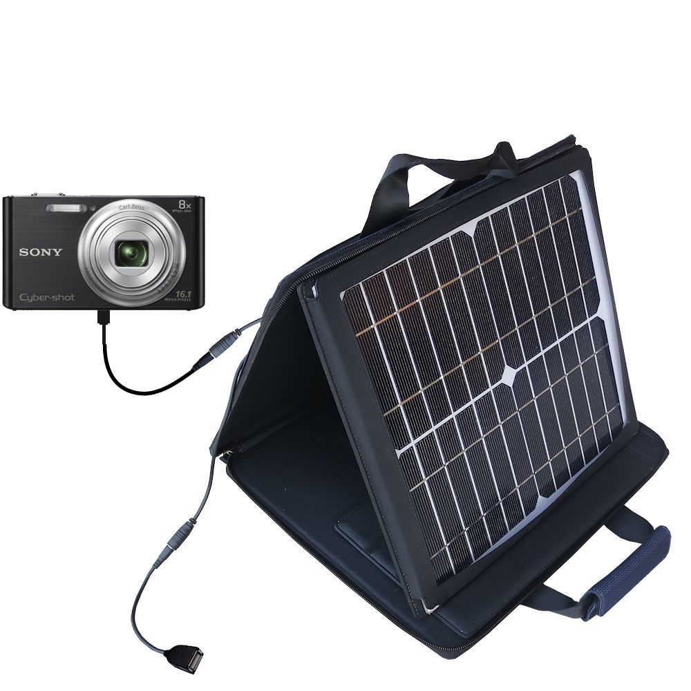 SunVolt Solar Charger compatible with the Sony Cybershot W730 / DSC-W730 and one other device - charge from sun at wall outlet-like speed