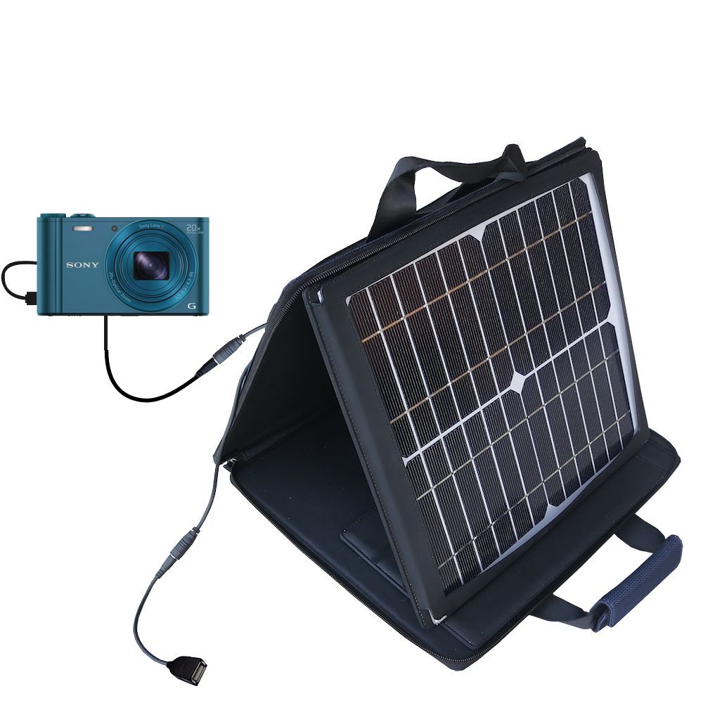 Gomadic SunVolt High Output Portable Solar Power Station designed for the Sony Cybershot WX300 - Can charge multiple devices with outlet speeds