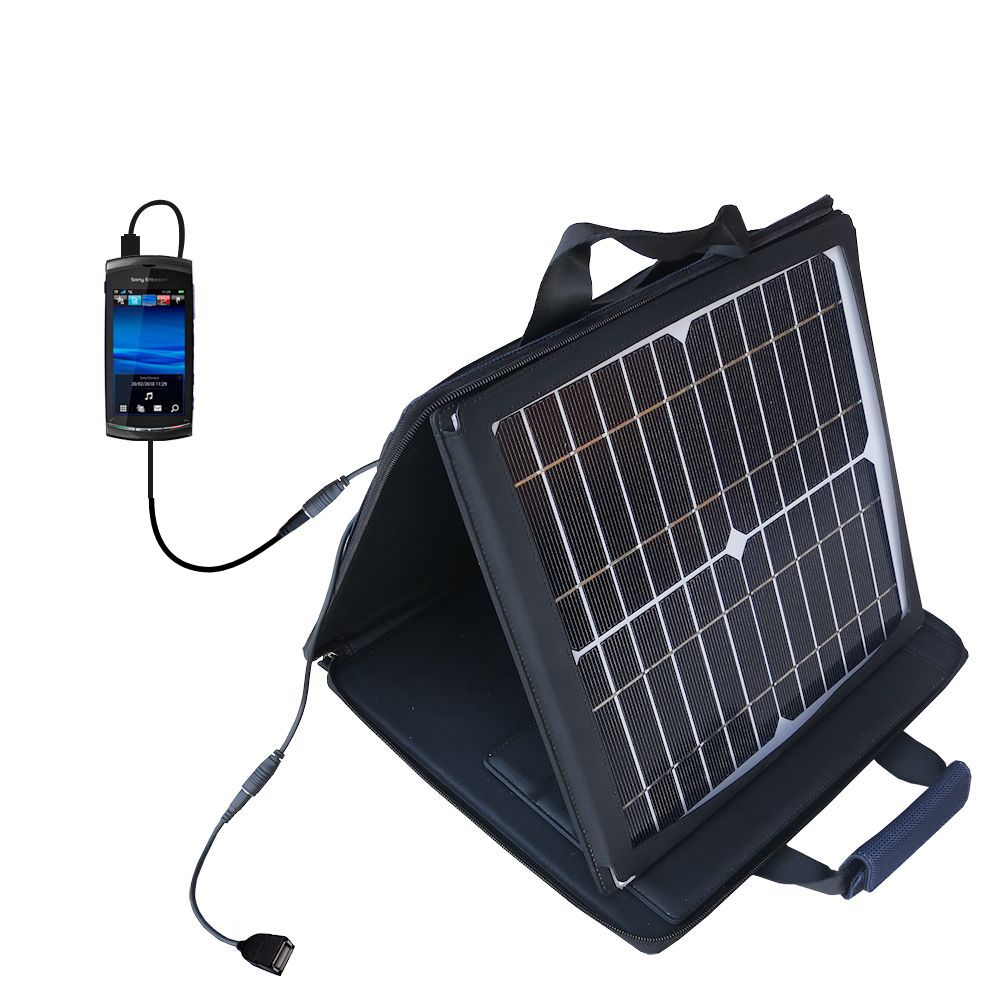 SunVolt Solar Charger compatible with the Sony Ericsson Vivaz 2 and one other device - charge from sun at wall outlet-like speed