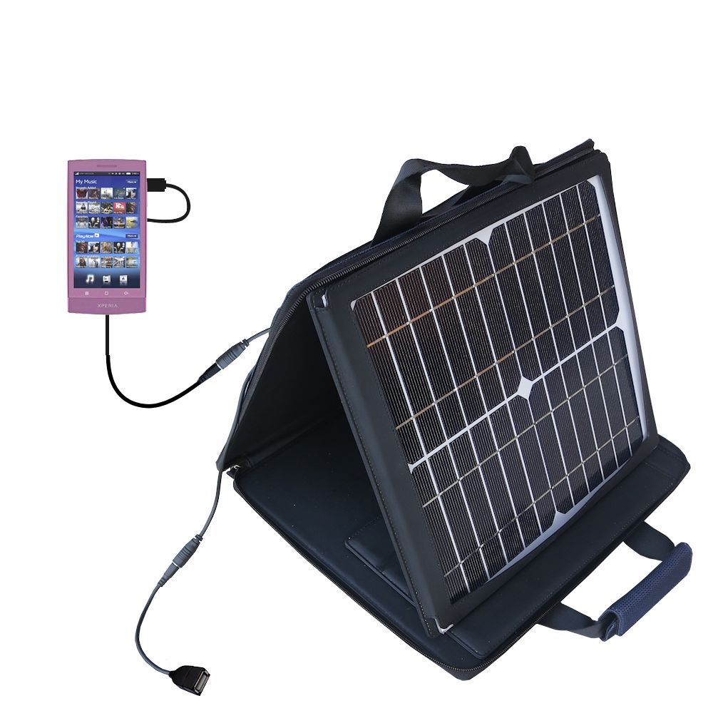 SunVolt Solar Charger compatible with the Sony Ericsson X12 and one other device - charge from sun at wall outlet-like speed