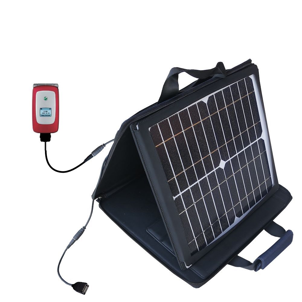 SunVolt Solar Charger compatible with the Sony Ericsson Z1010 and one other device - charge from sun at wall outlet-like speed