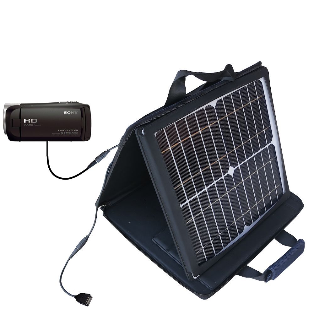 SunVolt Solar Charger compatible with the Sony HDR-CX240 and one other device - charge from sun at wall outlet-like speed