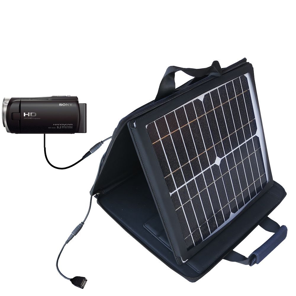 SunVolt Solar Charger compatible with the Sony HDR-CX330 and one other device - charge from sun at wall outlet-like speed