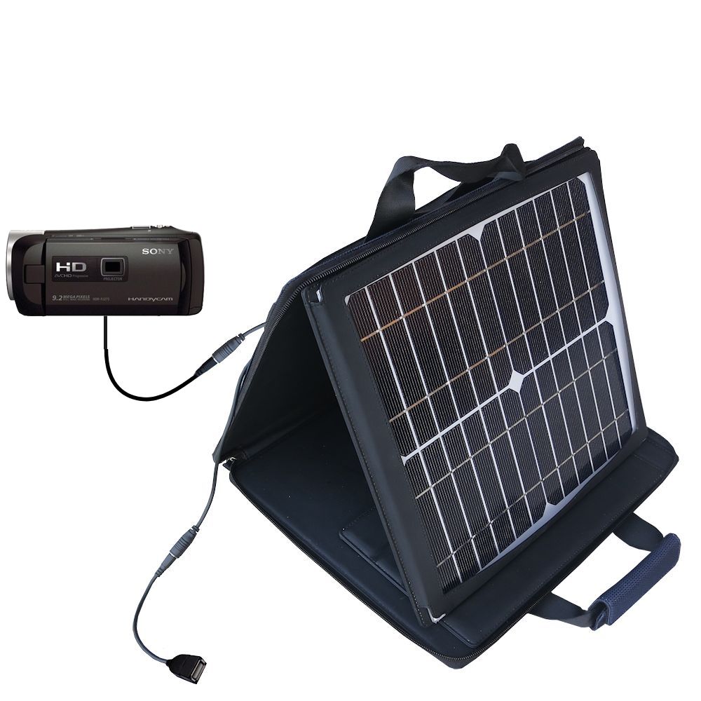 SunVolt Solar Charger compatible with the Sony HDR-PJ275 and one other device - charge from sun at wall outlet-like speed