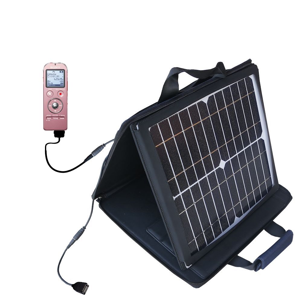 Gomadic SunVolt High Output Portable Solar Power Station designed for the Sony ICD-UX532 / UX533 / UX534 - Can charge multiple devices with outlet speeds