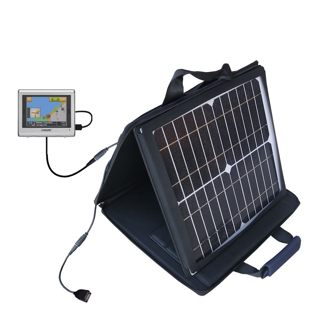 SunVolt Solar Charger compatible with the Sony Nav-U NV-U70 and one other device - charge from sun at wall outlet-like speed