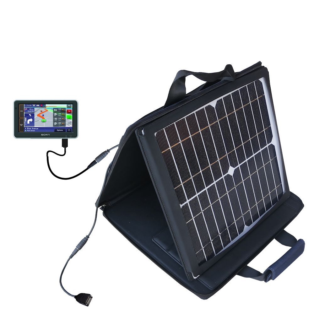 SunVolt Solar Charger compatible with the Sony Nav-U NV-U82 and one other device - charge from sun at wall outlet-like speed